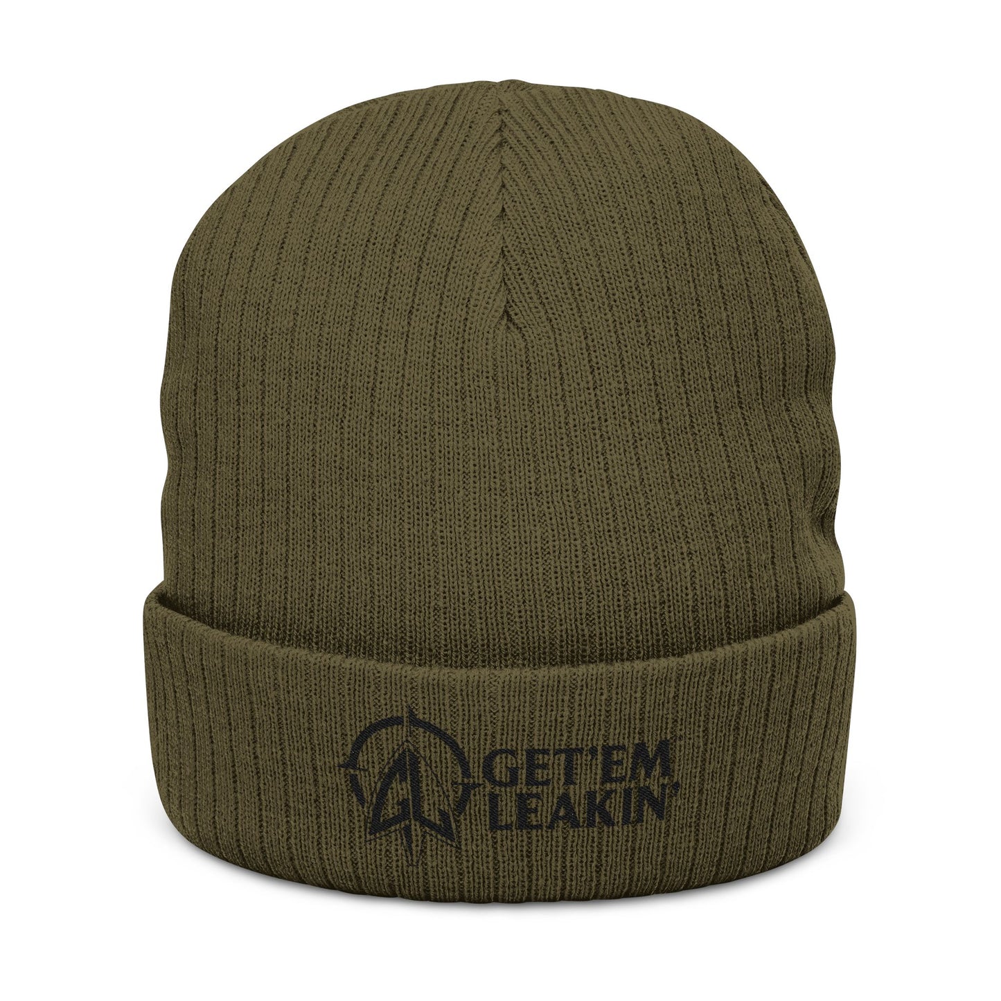 Ribbed Knit Beanie — Embroidered "Get 'Em Leakin'" Logo Winter Hat