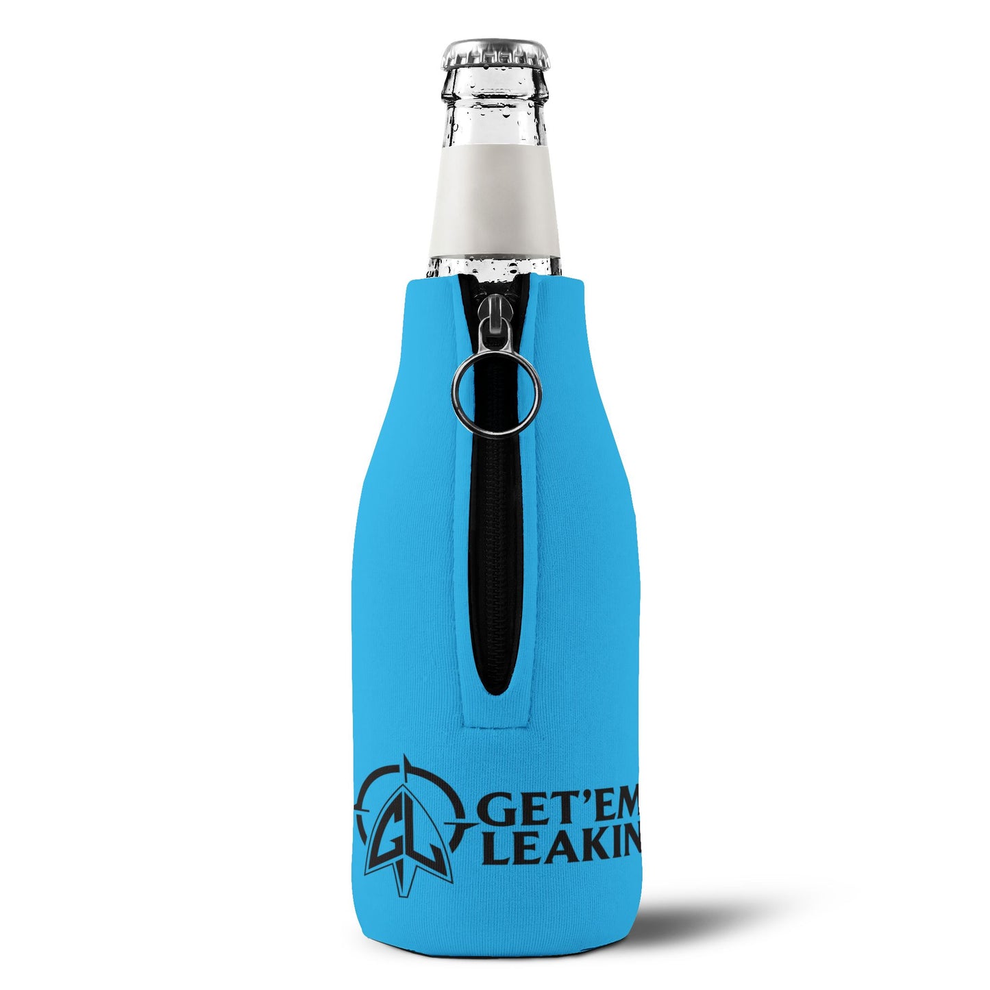 Bottle Koozie — "Gey em leakin" Zip-Up Cooler Sleeve