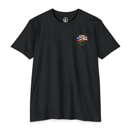 Get 'Em Leakin' - Iguana Hunter Pocket Logo Tee White ink