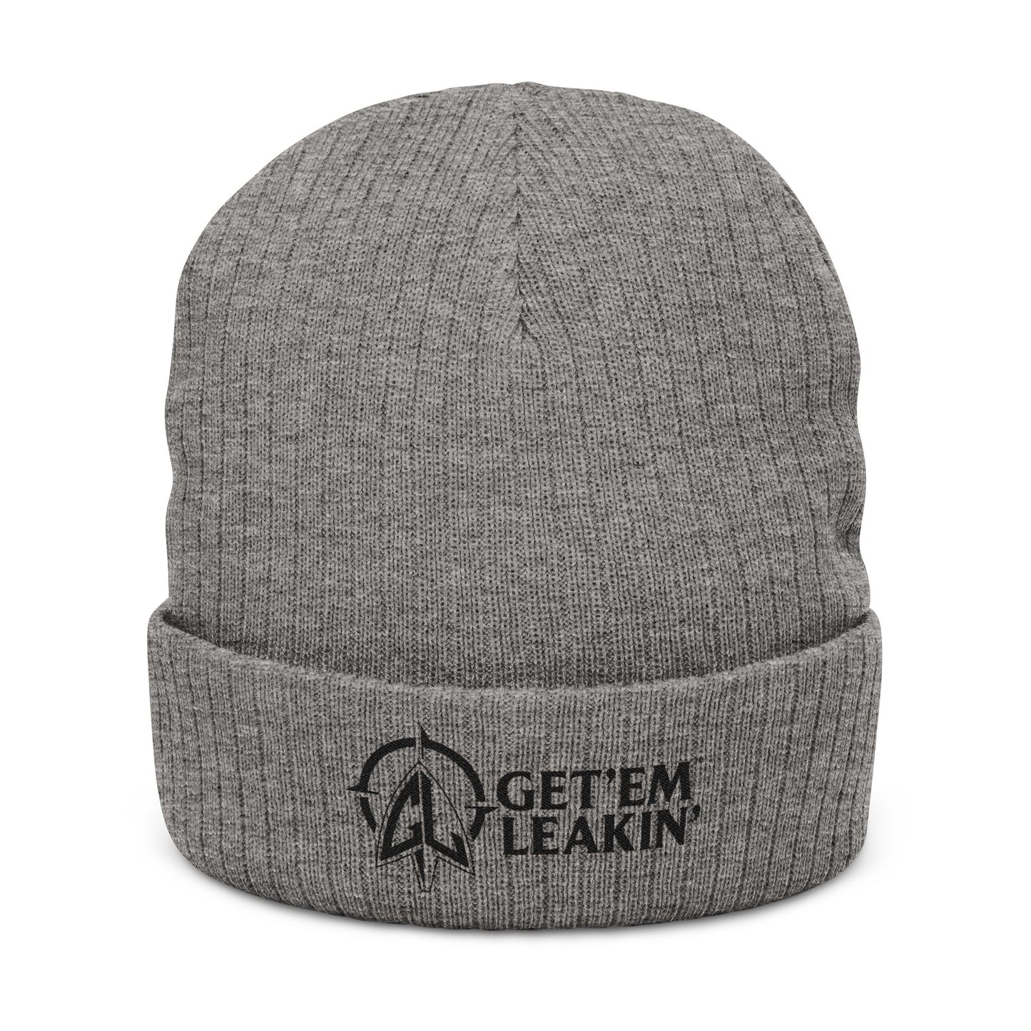 Ribbed Knit Beanie — Embroidered "Get 'Em Leakin'" Logo Winter Hat