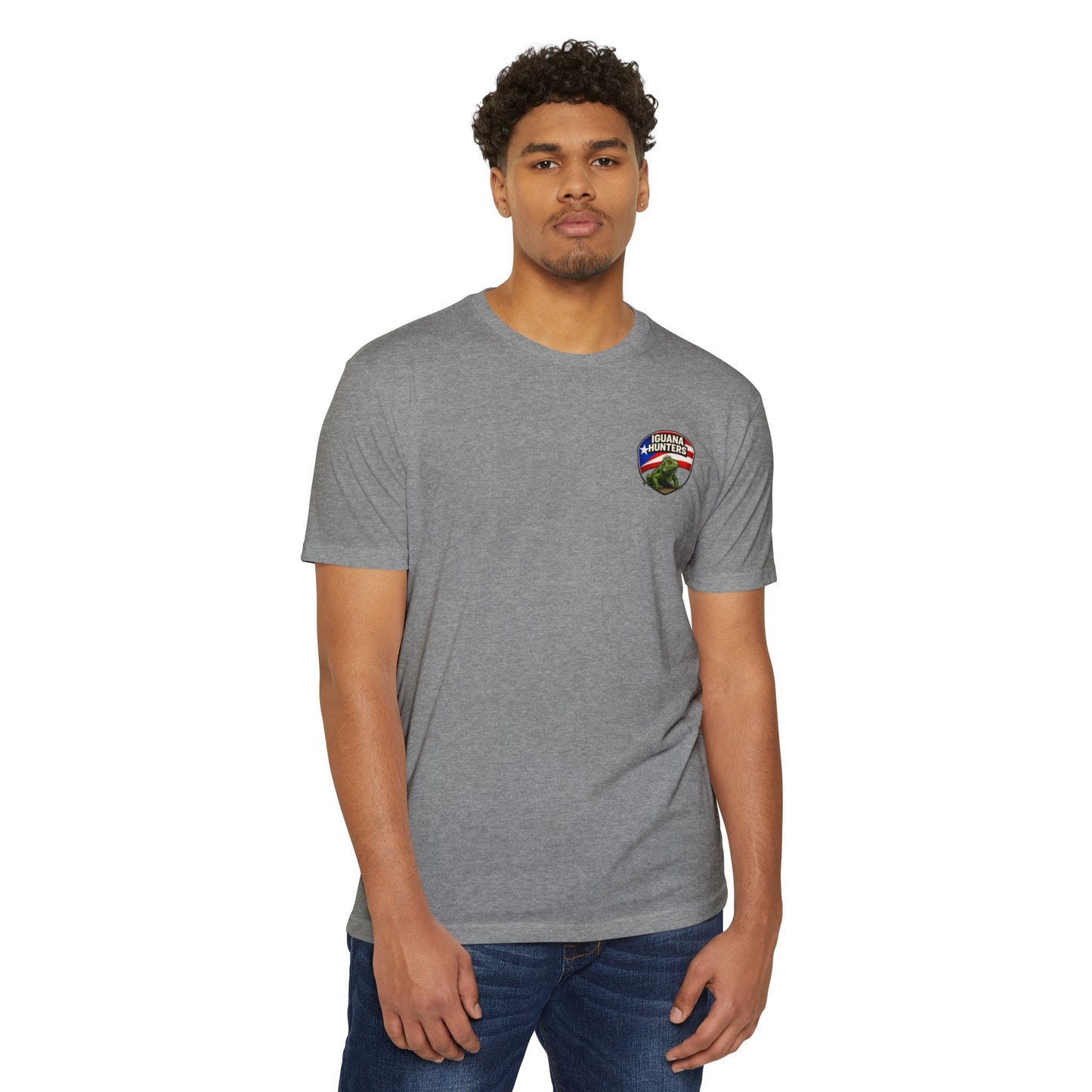 Get 'Em Leakin' - Iguana Hunter Pocket Logo Tee White ink